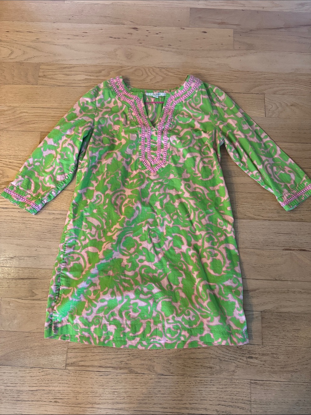 Boden Green and Pink Tunic, size 8